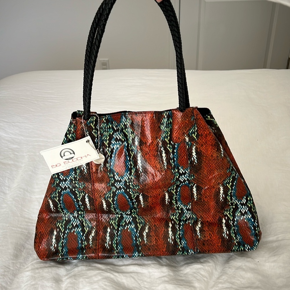 Big Buddha Large Tote - multi colored reptile